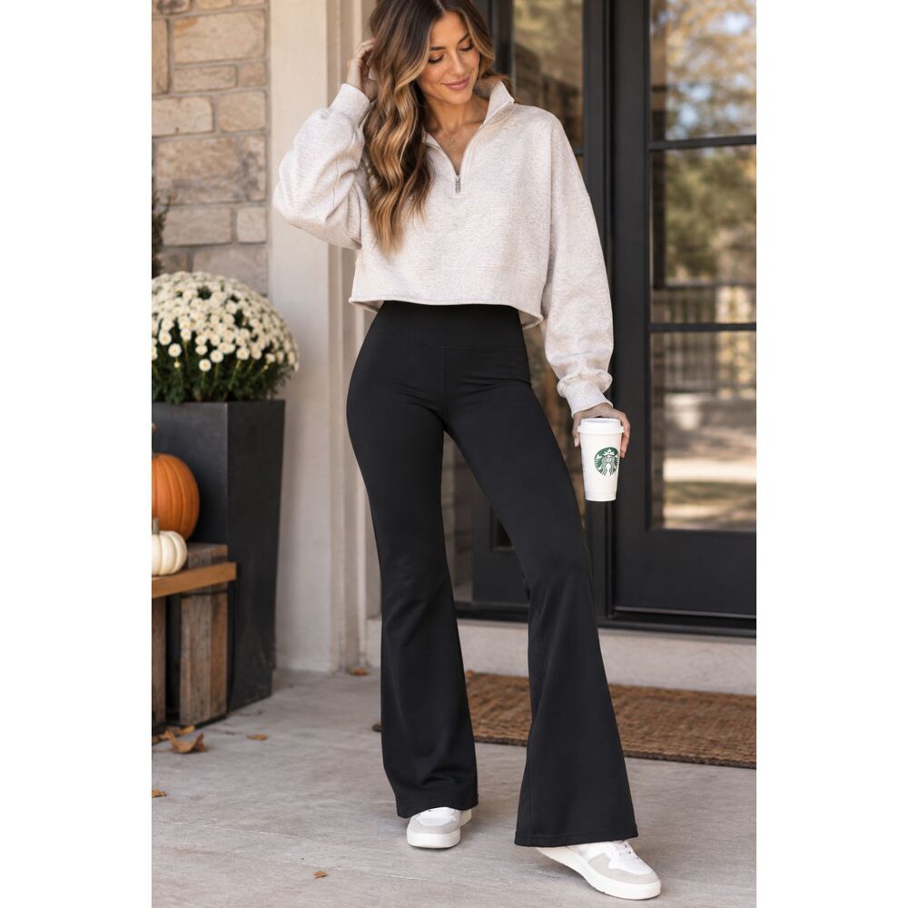 American Eagle Black Flare Leggings Women’s L NWT High Rise Yoga Pants